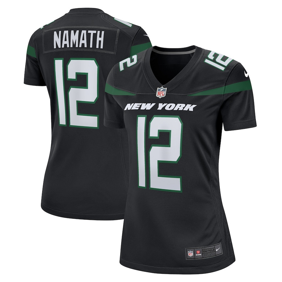 Joe Namath 12 New York Jets Women Retired Jersey - Black JS5792 nicesnker