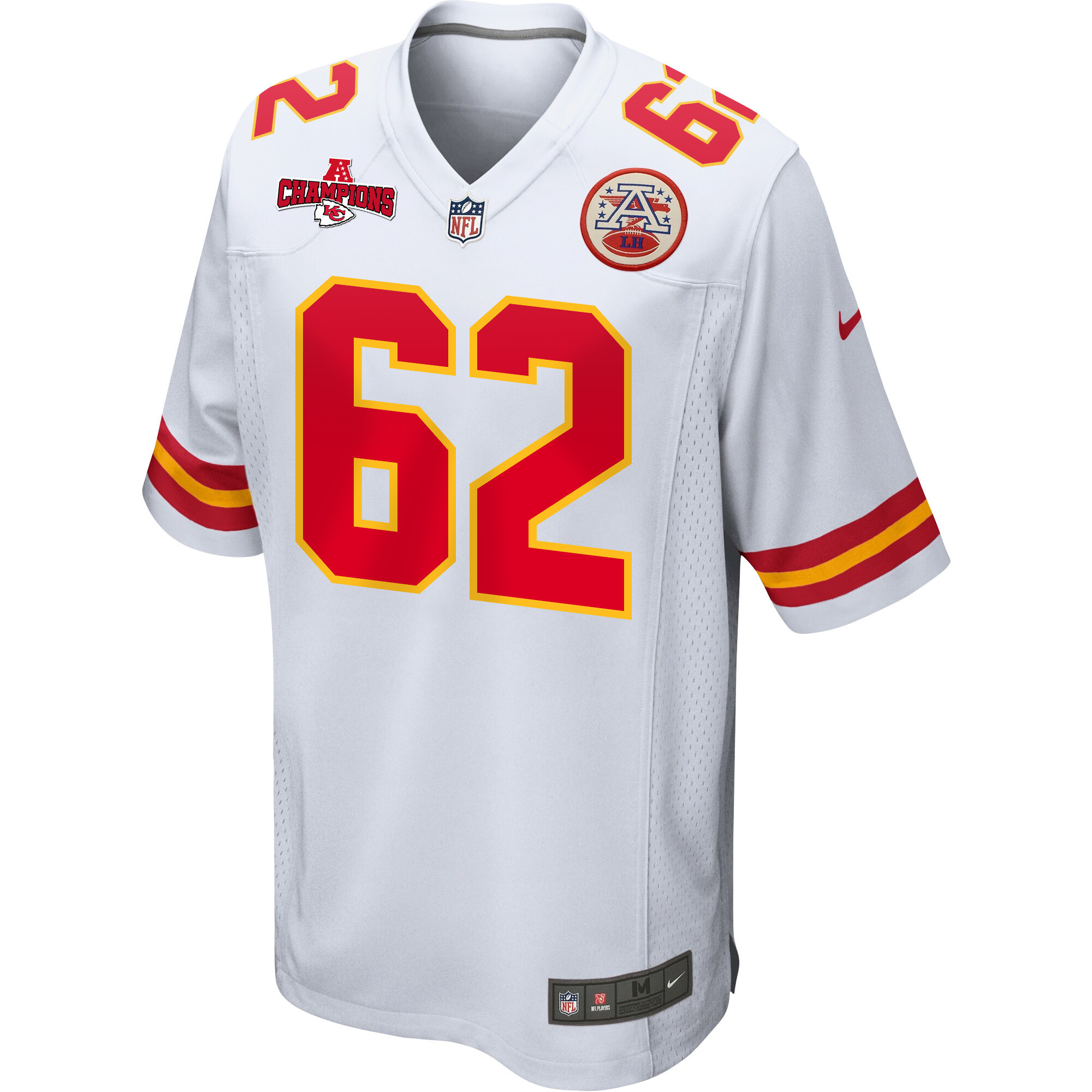 Alternative view of Joe Thuney 62 Kansas City Chiefs AFC Champions Patch Game Men Jersey - White JS7196 nicesnker
