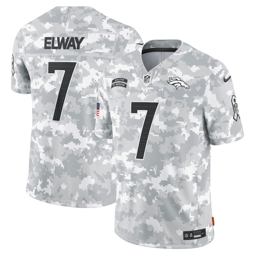 John Elway 7 Denver Broncos 2024 Salute to Service Retired Player Limited Men Jersey - Arctic Camo JS7390 nicesnker
