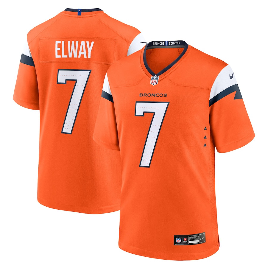 John Elway 7 Denver Broncos Game Retired Men Jersey - Orange JS9663 nicesnker