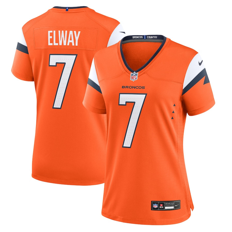 John Elway 7 Denver Broncos Retired Women Game Jersey - Orange JS4744 nicesnker