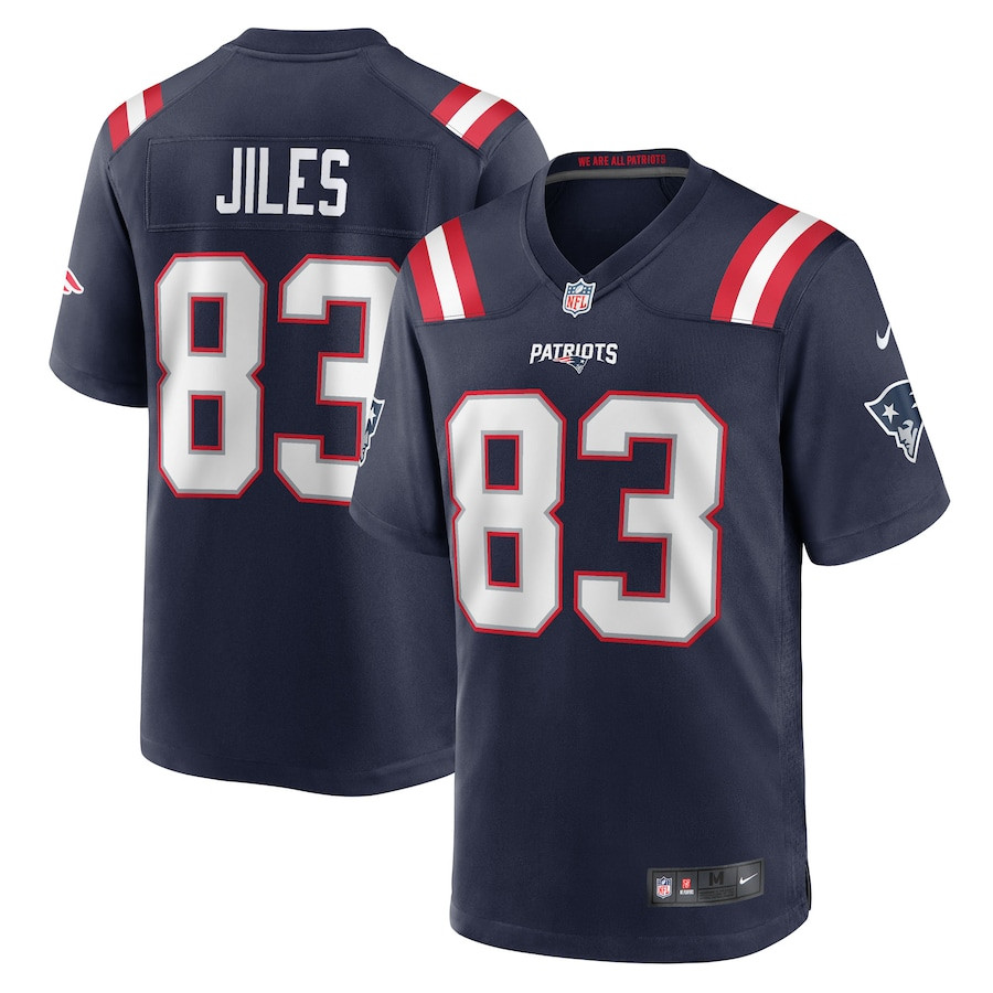John Jiles 83 New England Patriots Team Game Men Jersey - Navy JS2954 nicesnker