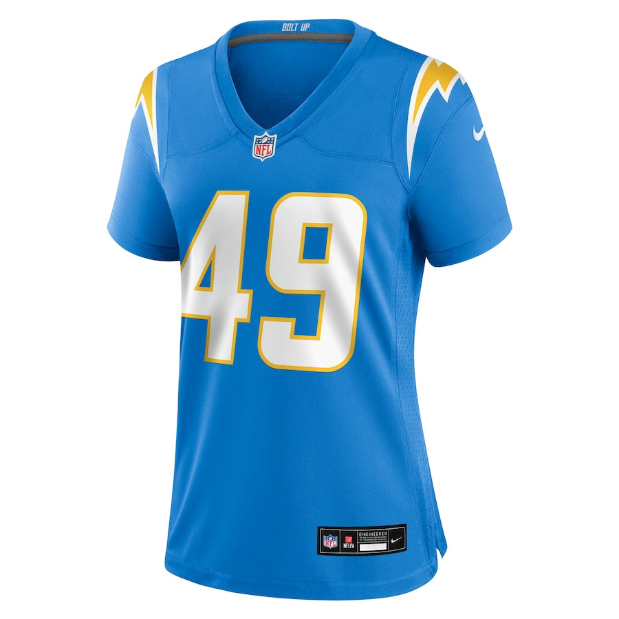 Alternative view of John Kelly Jr. 49 Los Angeles Chargers Women's Team Game Jersey - Powder Blue JS3712 nicesnker