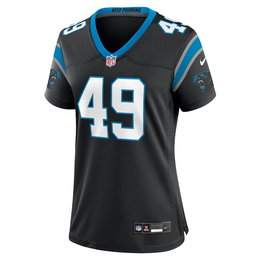 Alternative view of Jon Rhattigan 49 Carolina Panthers Women's Game Jersey - Black JS4063 nicesnker