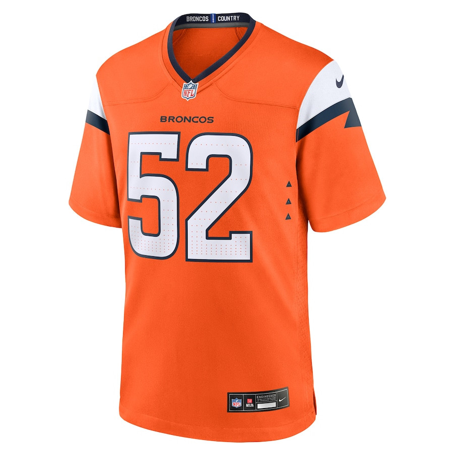 Alternative view of Jonah Elliss 52 Denver Broncos Team Game Men Jersey - Orange JS7393 nicesnker
