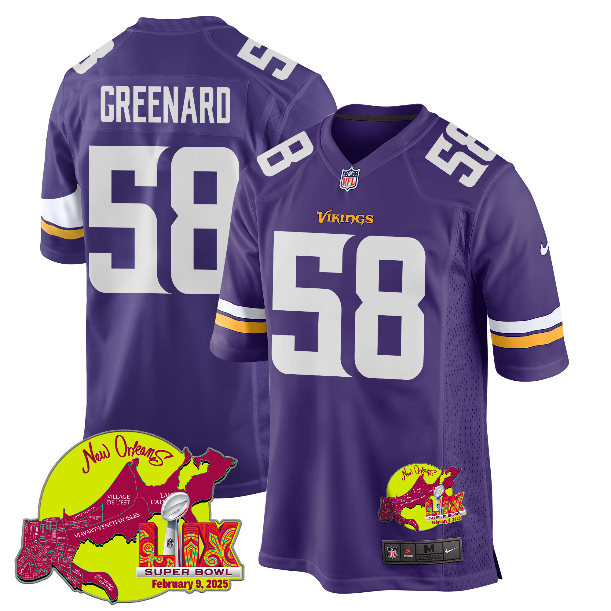 Jonathan Greenard 58 Minnesota Vikings Super Bowl LIX New Orleans Patch Game Men Jersey - Purple JS2786 nicesnker
