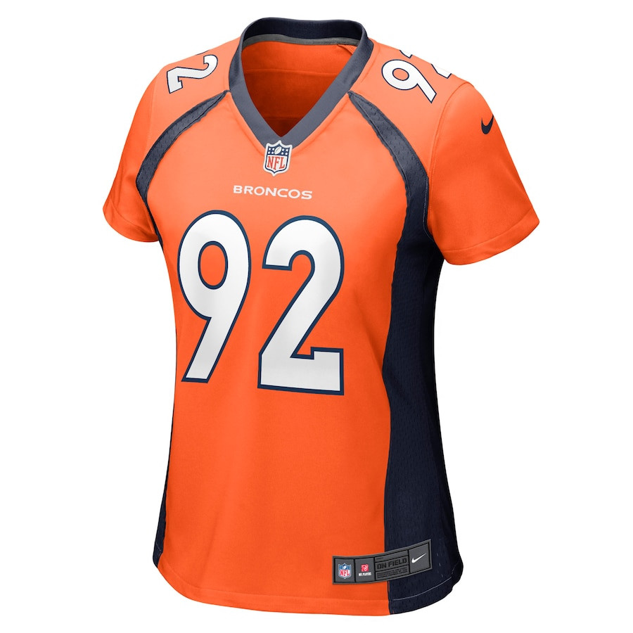 Alternative view of Jonathan Harris 92 Denver Broncos Women Game Jersey - Orange JS5380 nicesnker