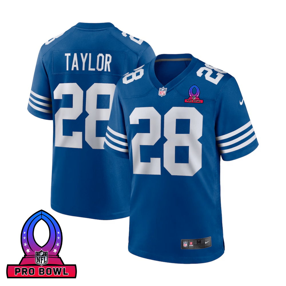 Jonathan Taylor 28 Indianapolis Colts 2025 Pro Bowl Patch Game Men Jersey - Royal JS3387 nicesnker