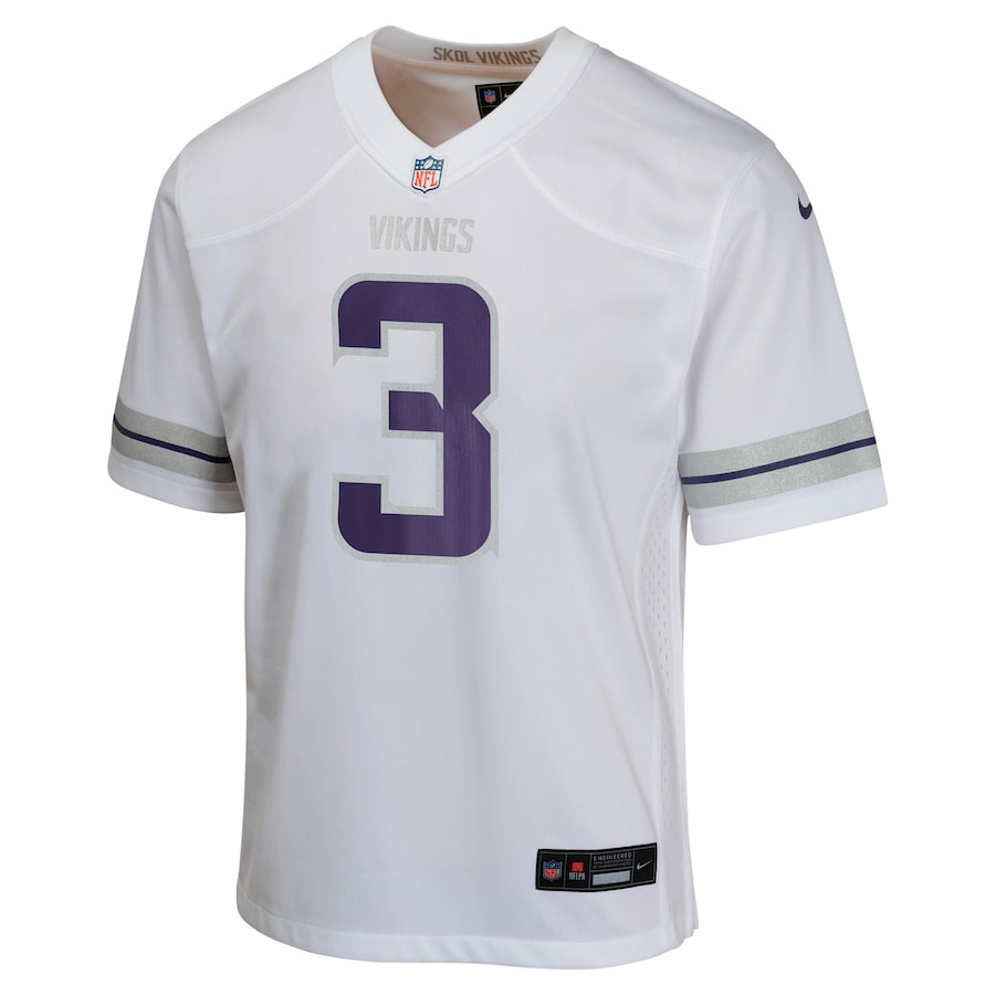 Alternative view of Jordan Addison 3 Minnesota Vikings Alternate Game YOUTH Jersey - White JS9151 nicesnker