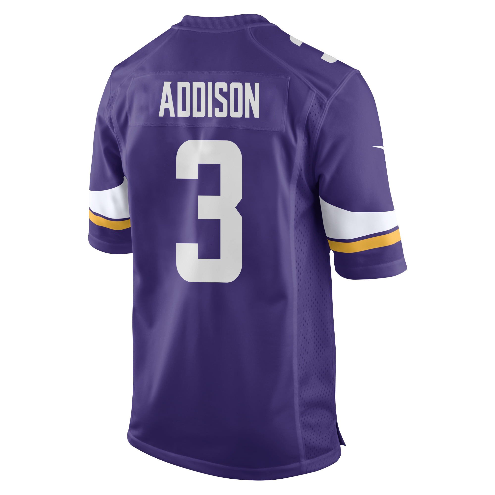 Alternative view of Jordan Addison 3 Minnesota Vikings Super Bowl LIX New Orleans Patch Game Men Jersey - Purple JS9471 nicesnker