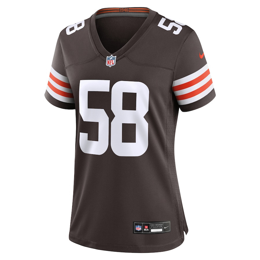 Alternative view of Jordan Hicks 58 Cleveland Browns Women's Game Jersey - Brown JS9150 nicesnker