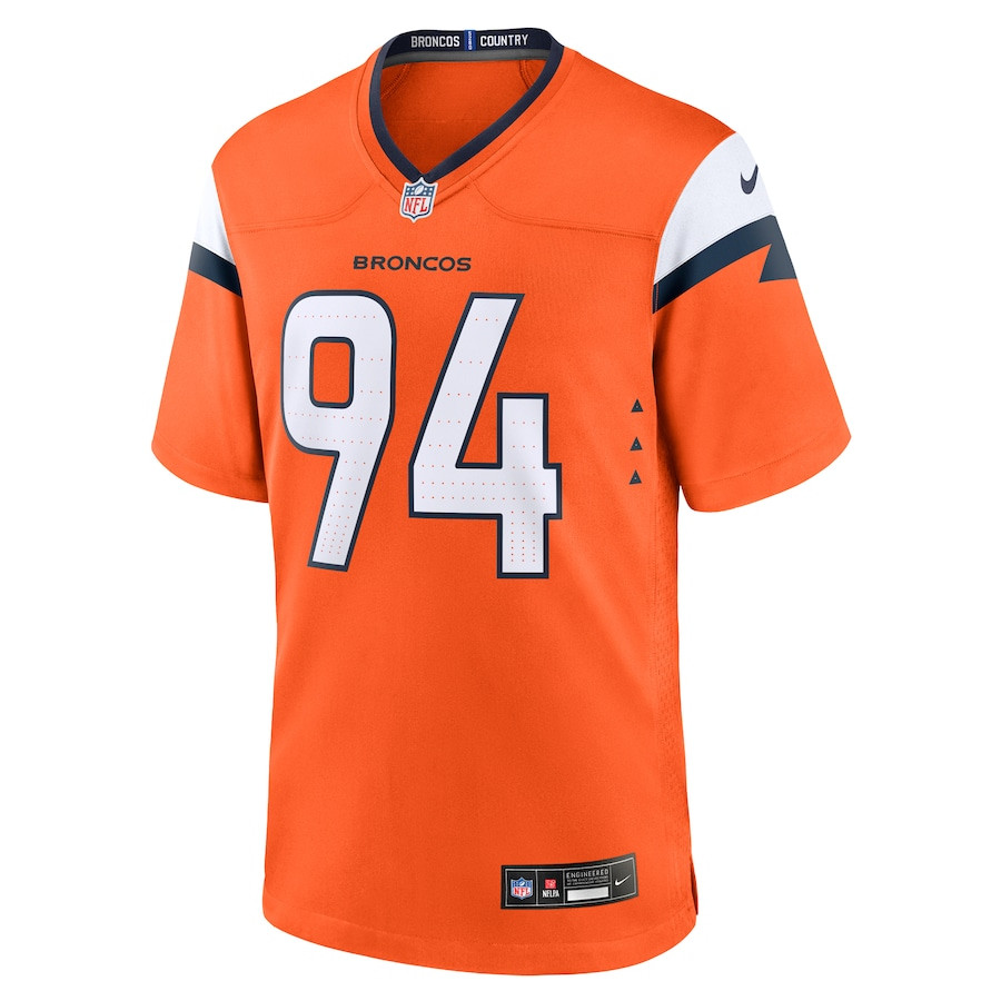 Alternative view of Jordan Jackson 94 Denver Broncos Team Game Men Jersey - Orange JS4127 nicesnker