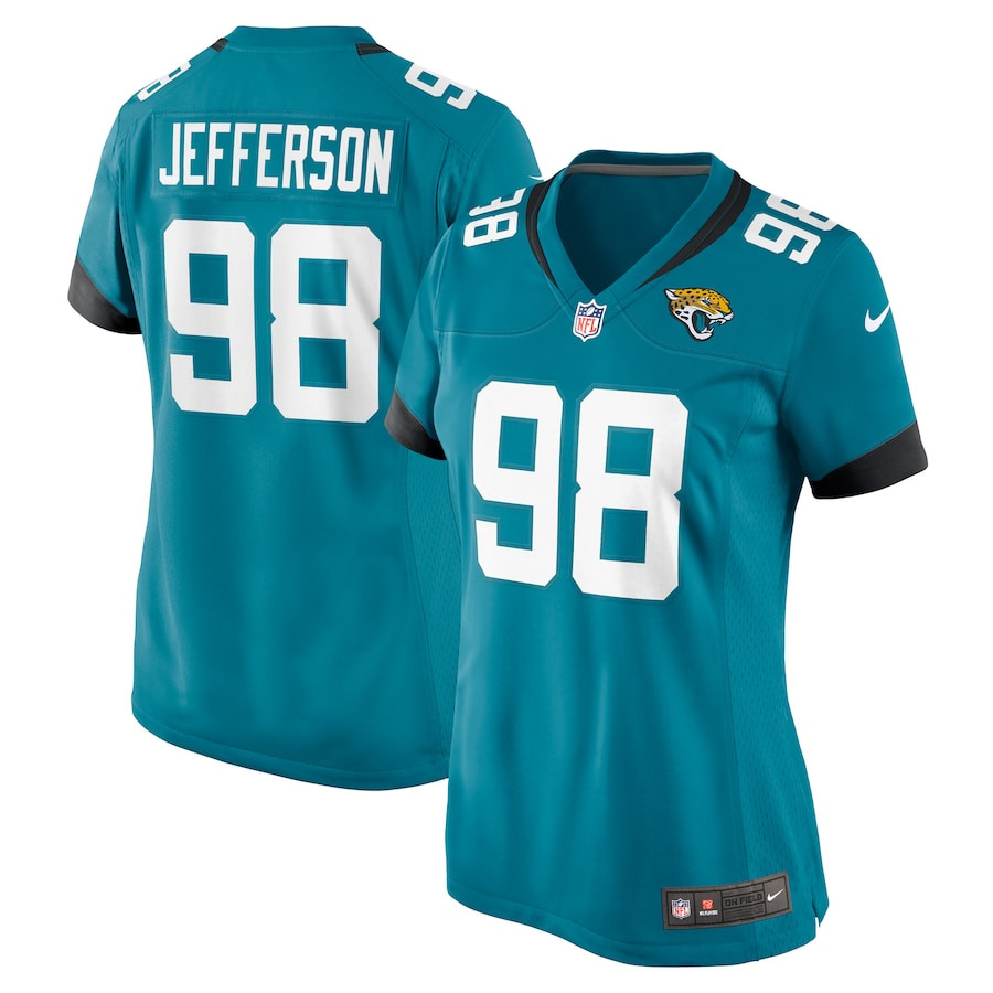 Jordan Jefferson 98 Jacksonville Jaguars Women's Game Jersey - Teal JS9590 nicesnker