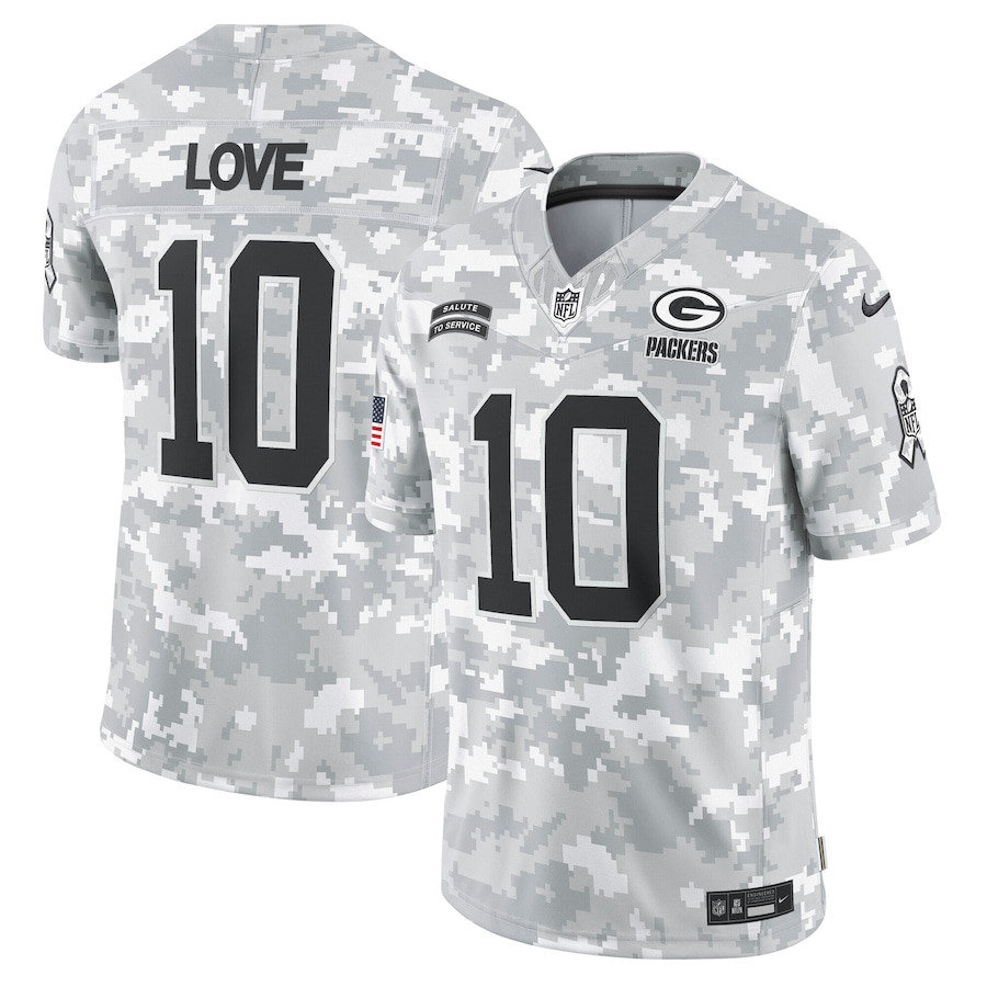 Jordan Love 10 Green Bay Packers 2024 Salute to Service Limited Men Jersey - Arctic Camo JS2070 nicesnker