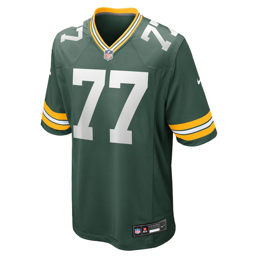 Alternative view of Jordan Morgan 77 Green Bay Packers 2024 Game Men Jersey - Green JS6494 nicesnker