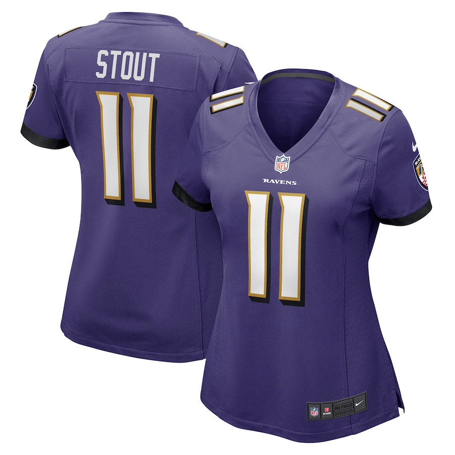 Jordan Stout 11 Baltimore Ravens Women's Game Jersey - Purple JS2755 nicesnker