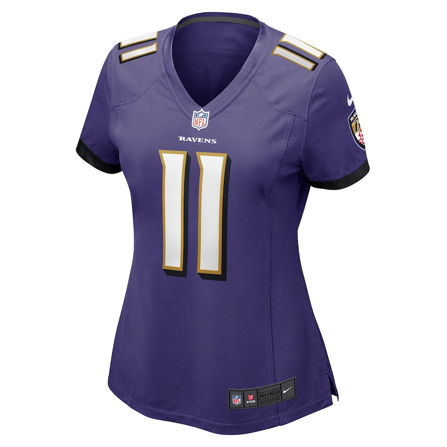 Alternative view of Jordan Stout 11 Baltimore Ravens Women's Game Jersey - Purple JS2755 nicesnker