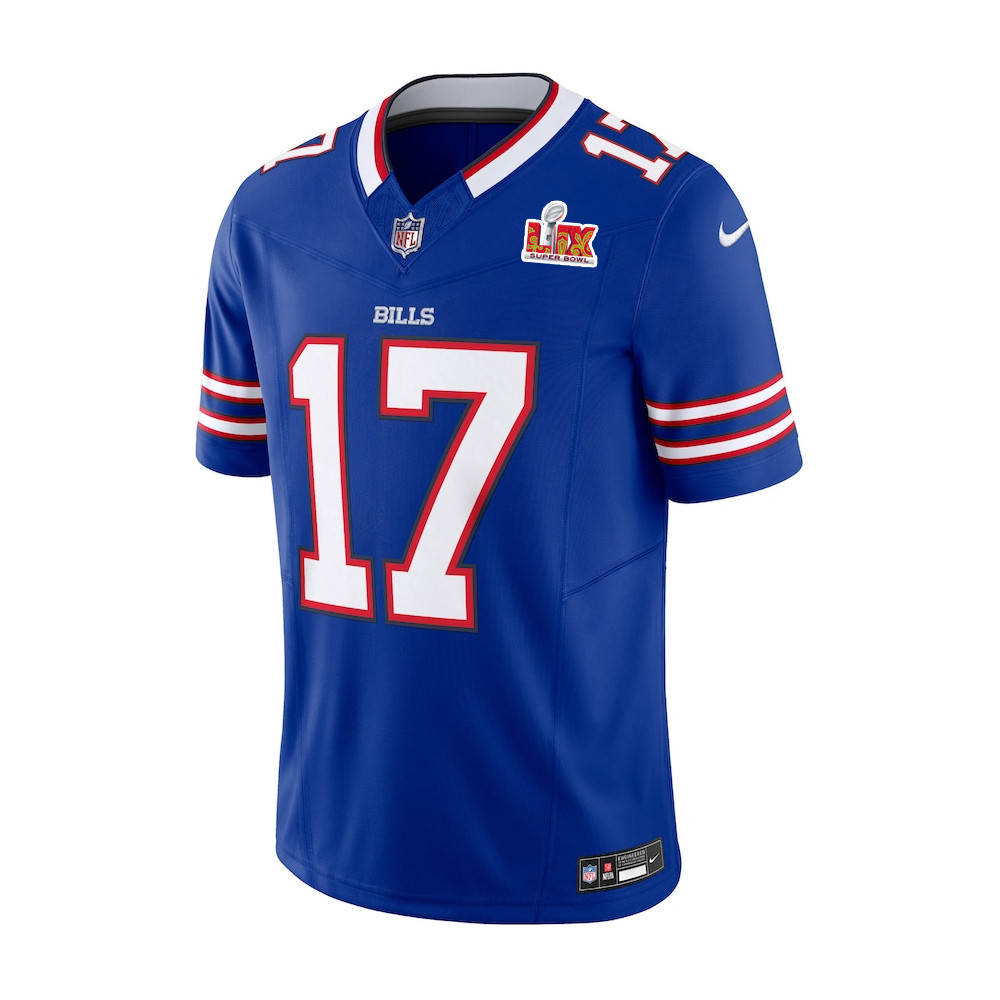 Alternative view of Josh Allen #17 Buffalo Bills Super Bowl LIX Jersey - Men's - Royal JS2923 nicesnker