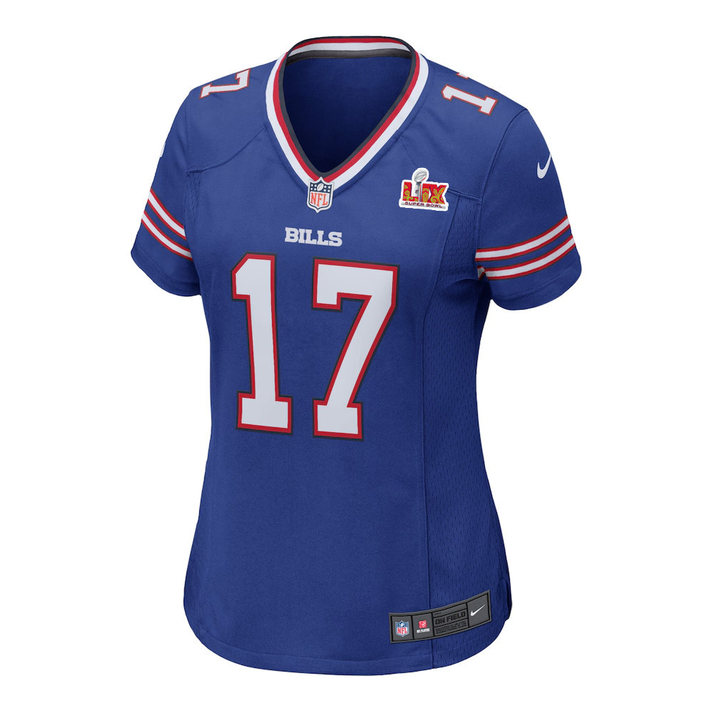Alternative view of Josh Allen #17 Buffalo Bills Super Bowl LIX Women's Jersey - Royal JS4192 nicesnker