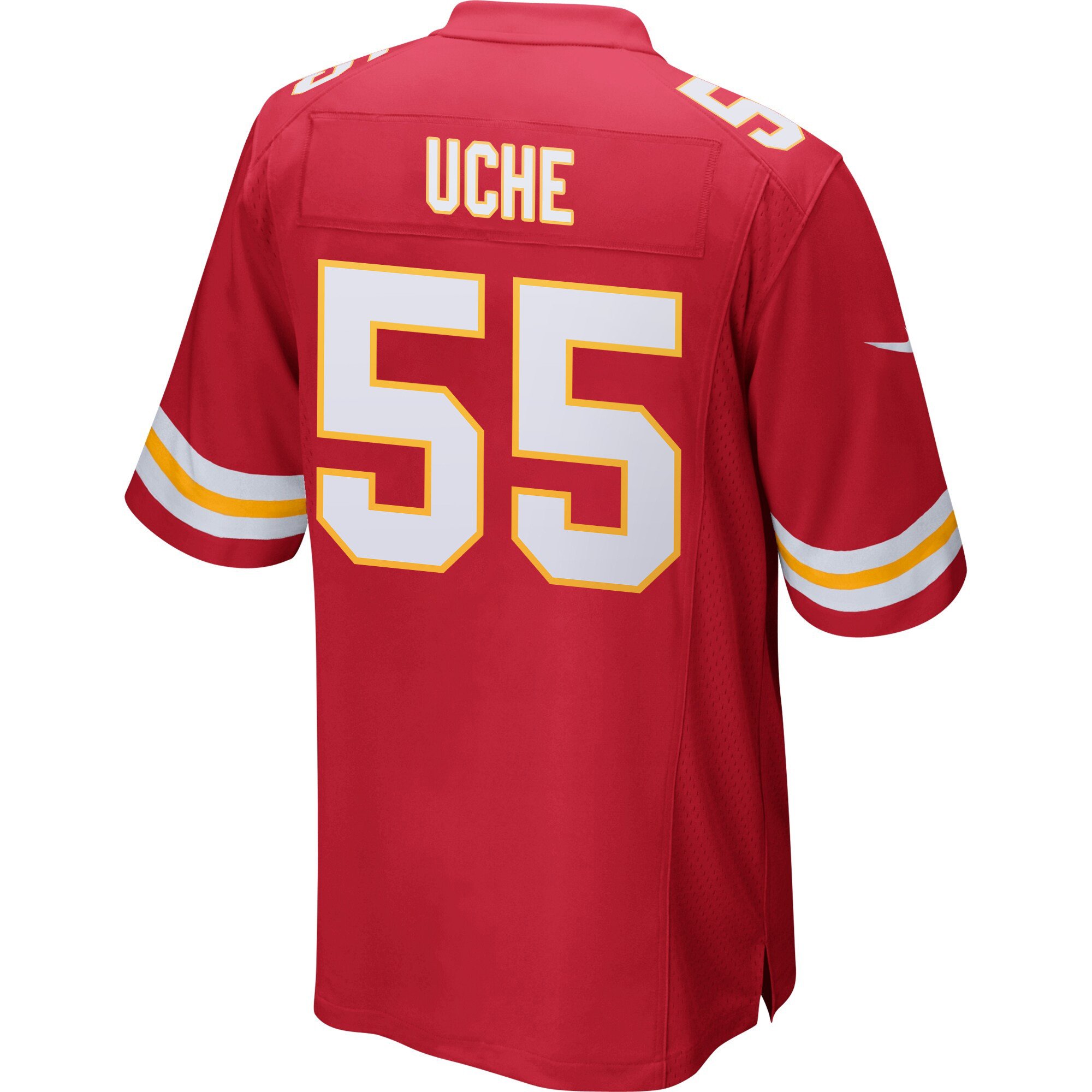 Alternative view of Joshua Uche 55 Kansas City Chiefs Super Bowl LIX Champions Patch 'New Orleans - The Ultimate Showdown' EMBROIDERED Game Men Jersey - Red JS3598 nicesnker