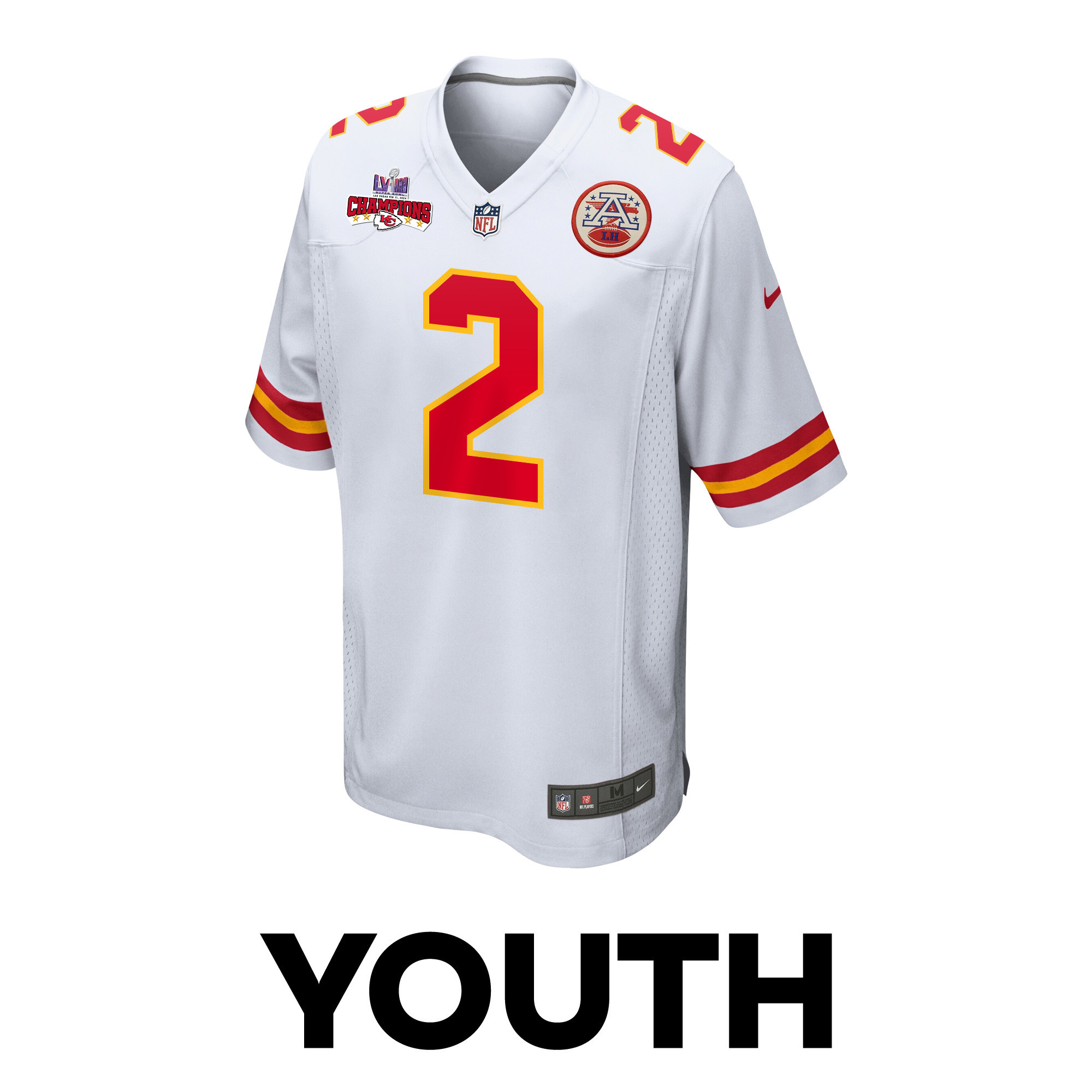 Alternative view of Joshua Williams 2 Kansas City Chiefs Super Bowl LVIII Champions 4 Stars Patch Game YOUTH Jersey - White JS8703 nicesnker