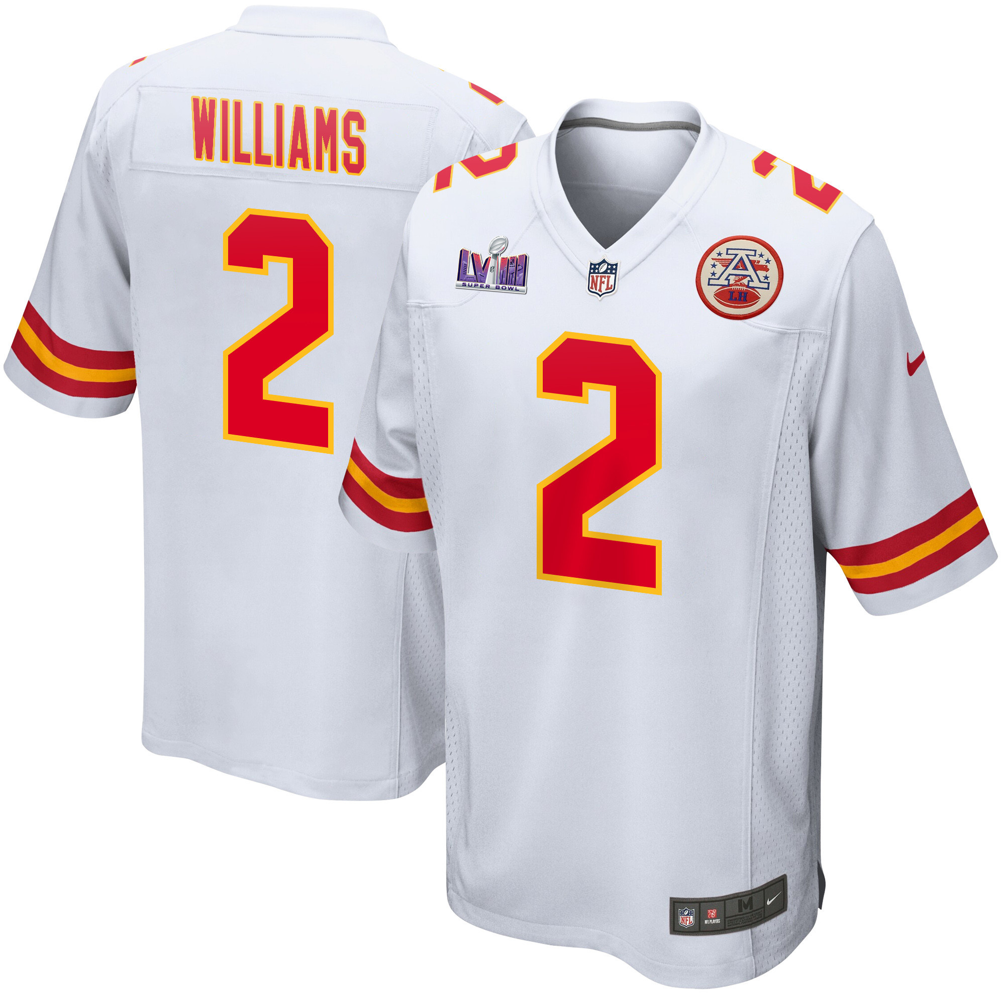 Joshua Williams 2 Kansas City Chiefs Super Bowl LVIII Patch Game Men Jersey - White JS5115 nicesnker
