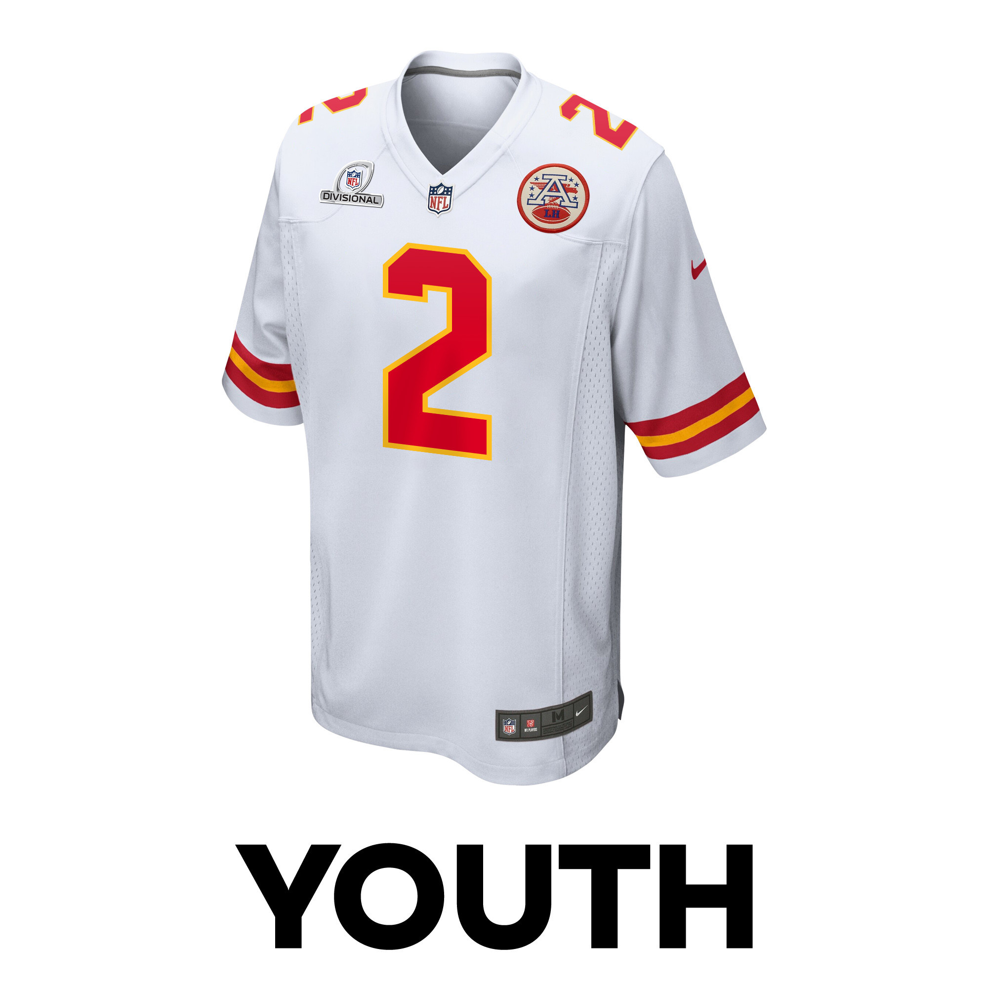 Alternative view of Joshua Williams 2 Kansas City Chiefs Super Bowl LVIII Patch Game YOUTH Jersey - White JS6240 nicesnker
