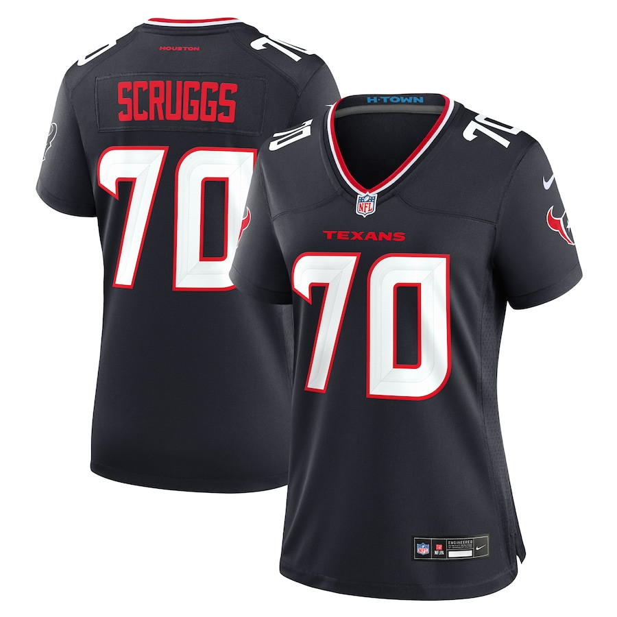 Juice Scruggs 70 Houston Texans Women's Team Game Jersey - Navy JS5433 nicesnker