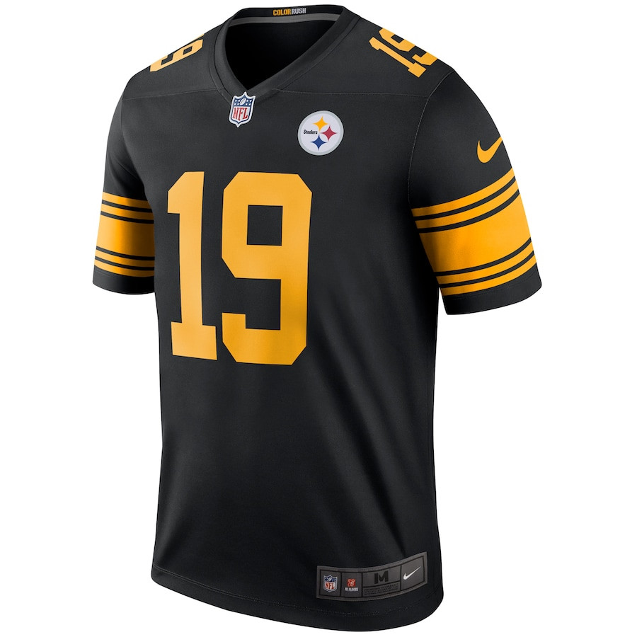 Alternative view of JuJu Smith-Schuster 19 Pittsburgh Steelers Men Color Rush Legend Jersey - Black JS9648 nicesnker