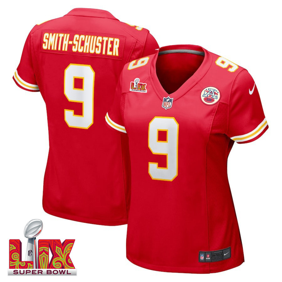 JuJu Smith-Schuster #9 Kansas City Chiefs Super Bowl LIX Women's Jersey - Red JS2554 nicesnker