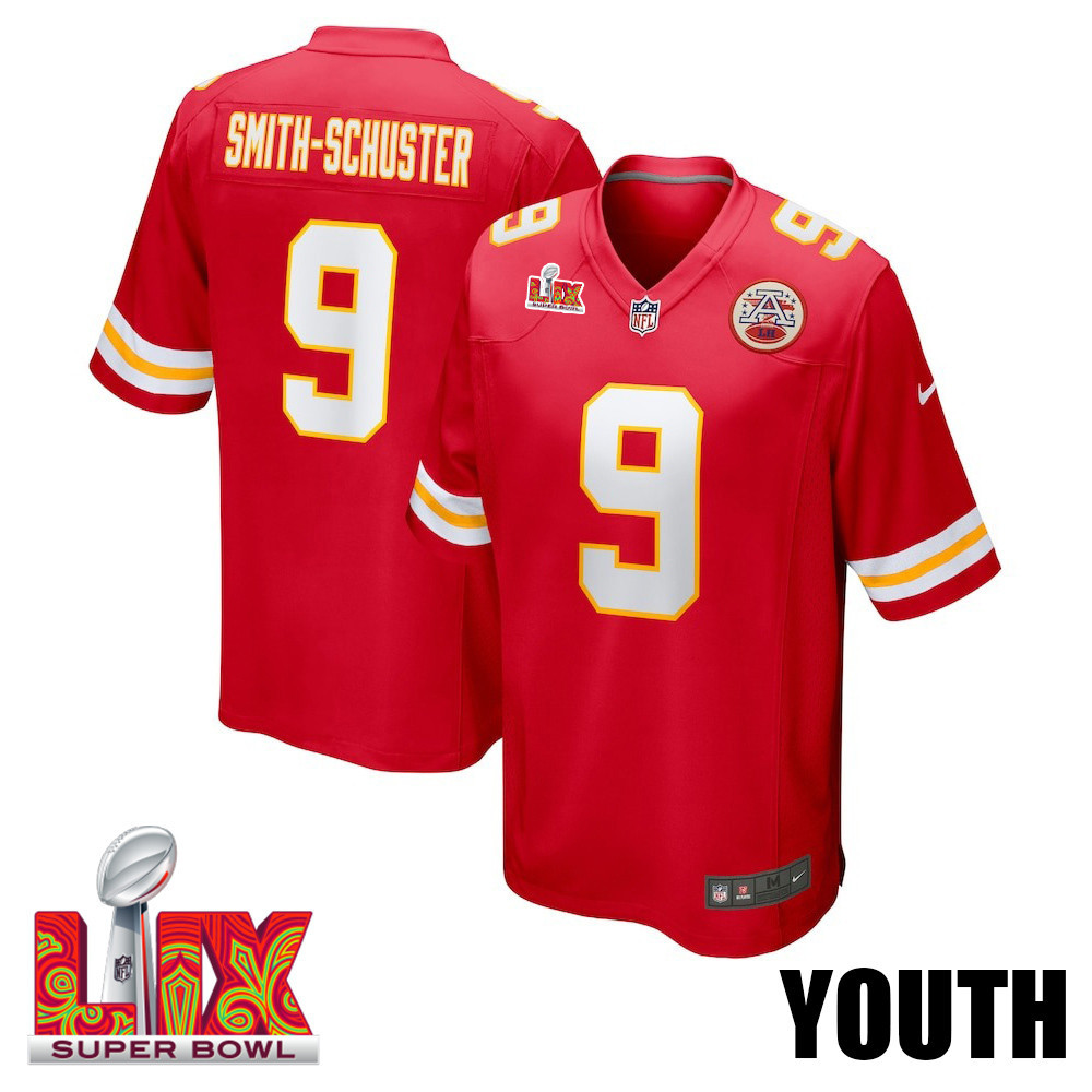 JuJu Smith-Schuster #9 Kansas City Chiefs Super Bowl LIX YOUTH Jersey - Red JS7628 nicesnker