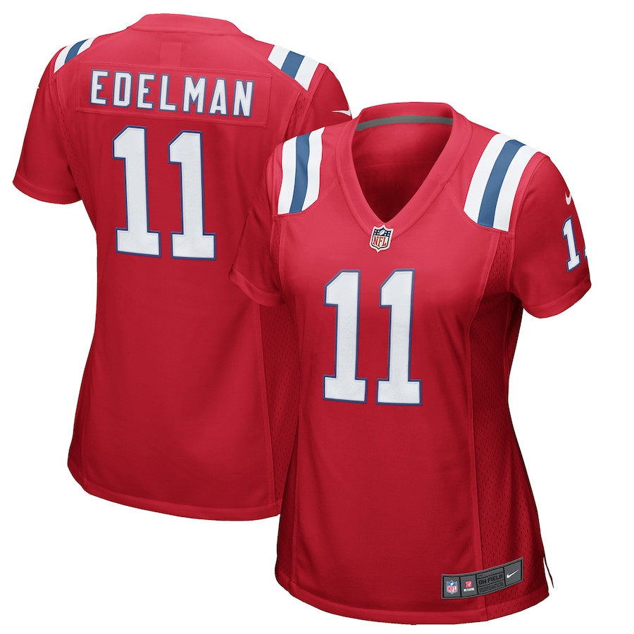 Julian Edelman 11 New England Patriots Womens Alternate Game Jersey - Red JS6207 nicesnker