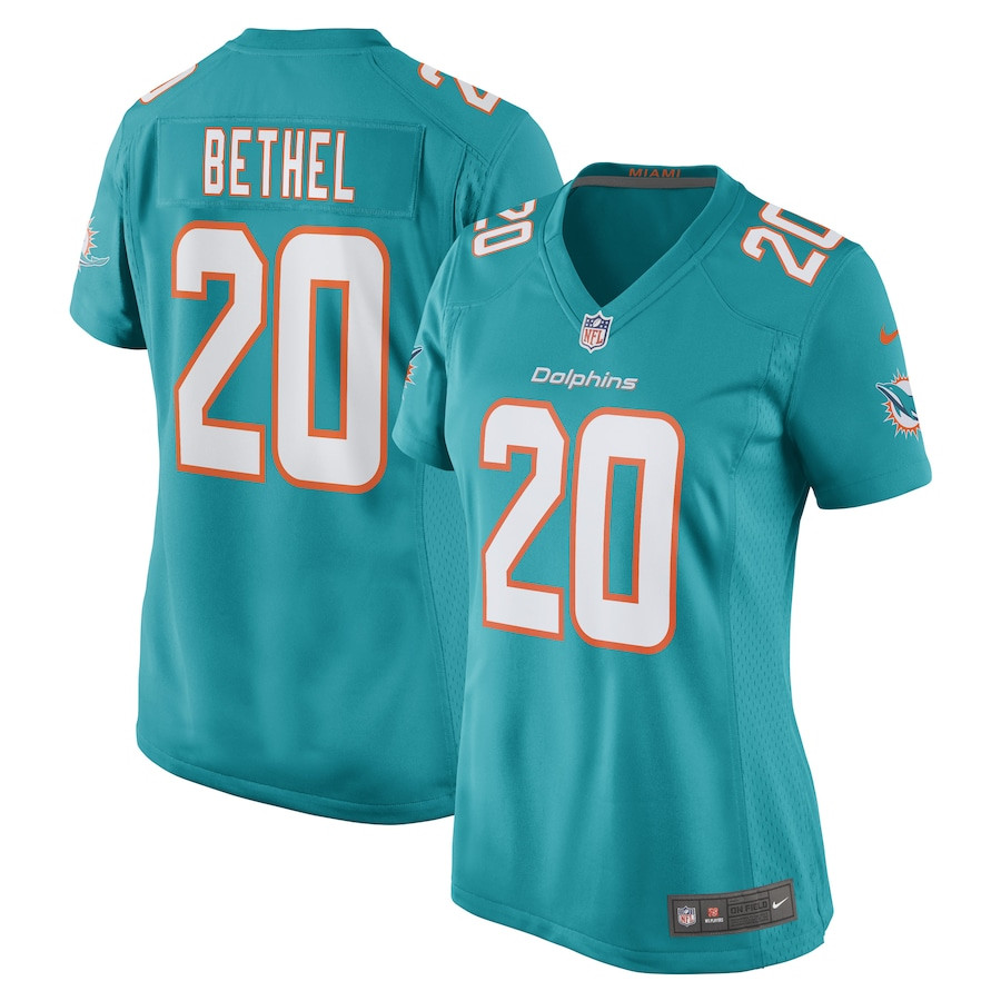 Justin Bethel 20 Miami Dolphins Women Game Jersey - Aqua JS2112 nicesnker