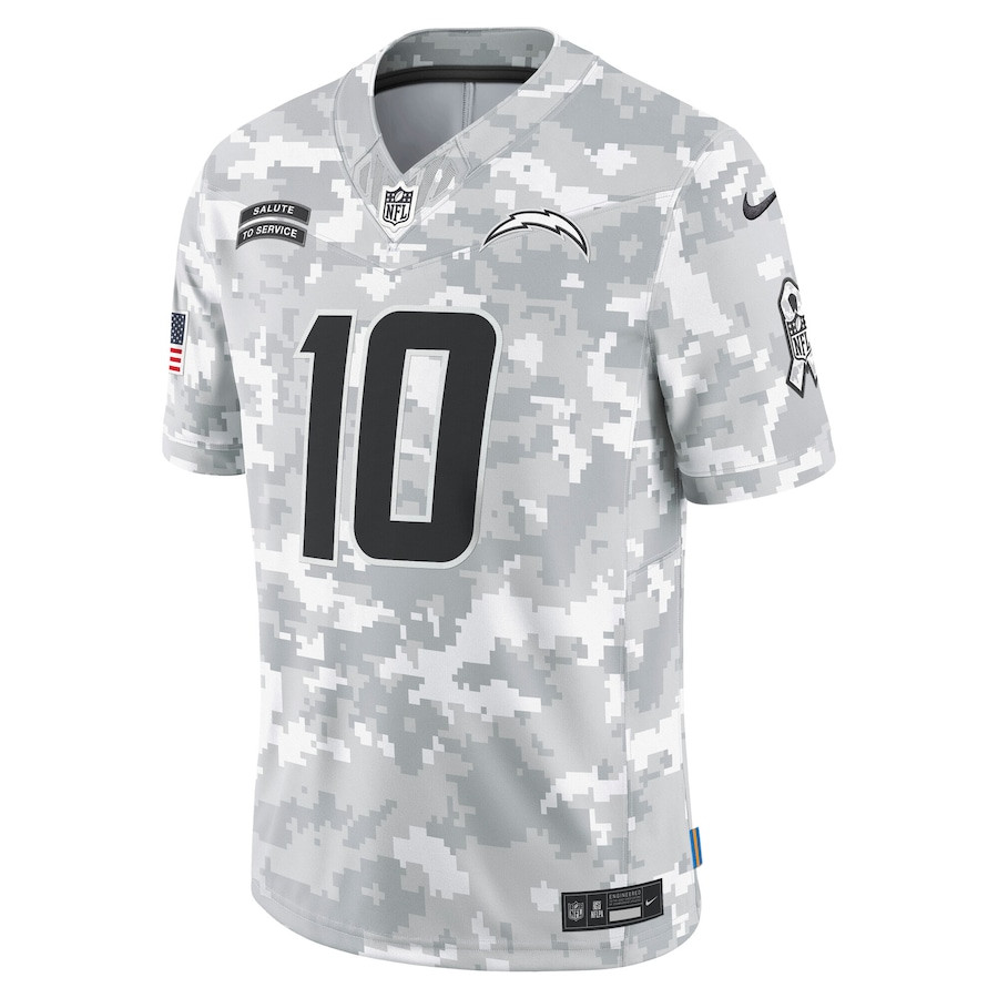 Alternative view of Justin Herbert 10 Los Angeles Chargers 2024 Salute to Service Limited Men Jersey - Arctic Camo JS8131 nicesnker