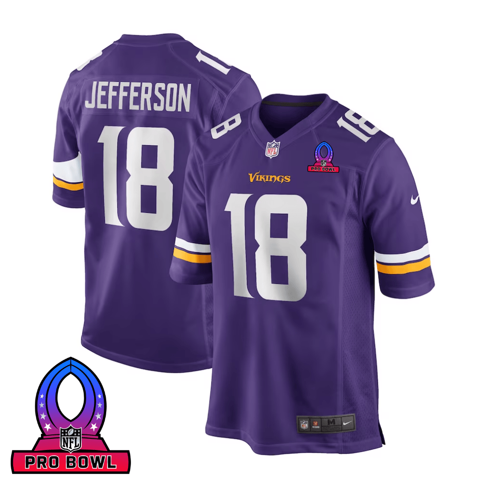 Justin Jefferson 18 Baltimore Ravens 2025 Pro Bowl Patch Game Men Jersey - Purple JS8914 nicesnker