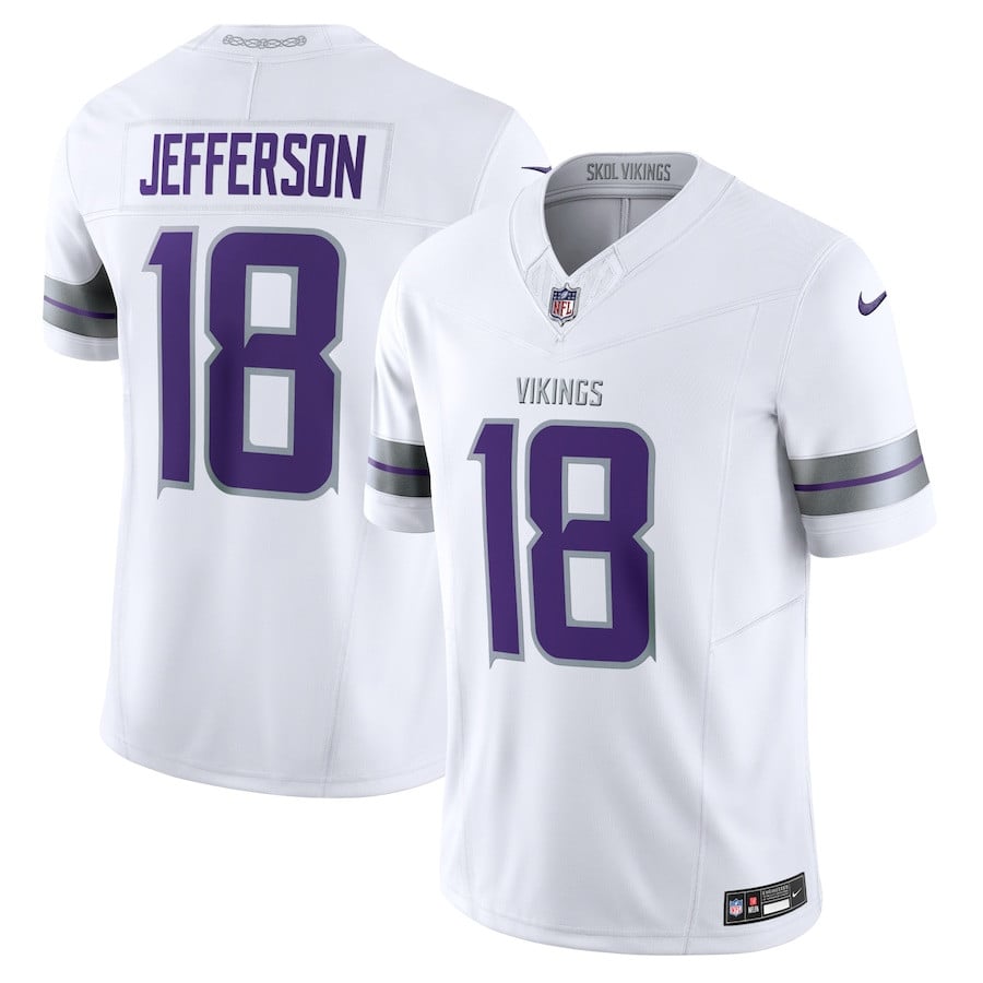 Justin Jefferson 18 Minnesota Vikings Alternate Vapor F.U.S.E. Limited Men Jersey - White JS3892 nicesnker