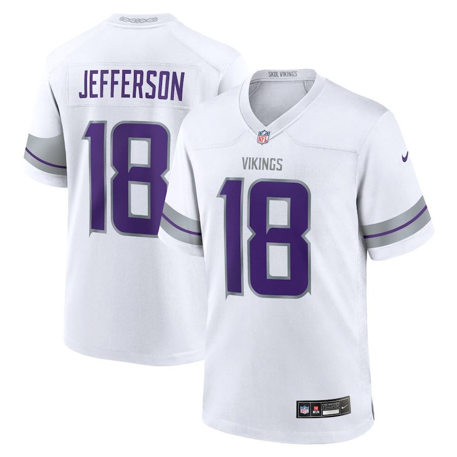 Justin Jefferson 18 Minnesota Vikings YOUTH Alternate Game Player Jersey - White JS7015 nicesnker