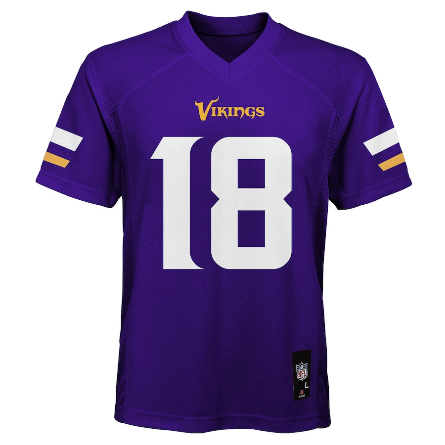Alternative view of Justin Jefferson 18 Minnesota Vikings YOUTH Game Jersey - Purple JS6702 nicesnker