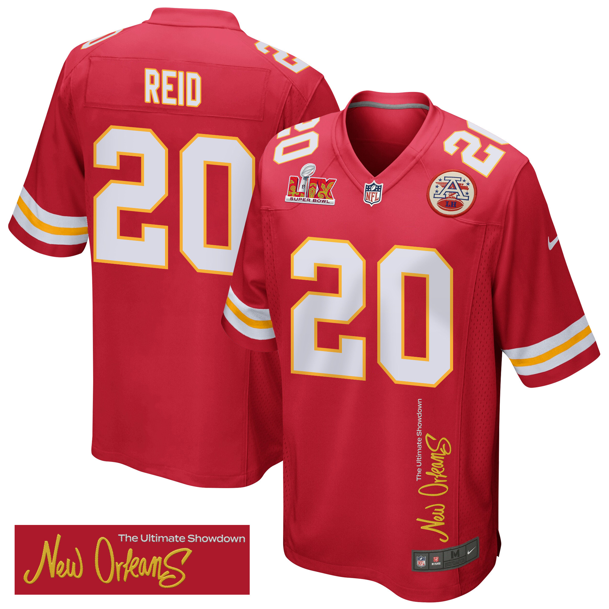 Justin Reid 20 Kansas City Chiefs Super Bowl LIX 'New Orleans - The Ultimate Showdown' EMBROIDERED Game Men Jersey - Red JS6715 nicesnker