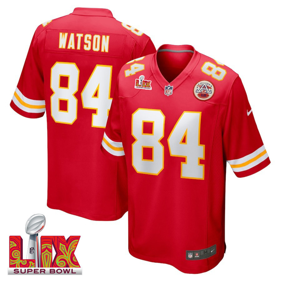 Justin Watson #84 Kansas City Chiefs Super Bowl LIX Jersey - Men's - Red JS8557 nicesnker