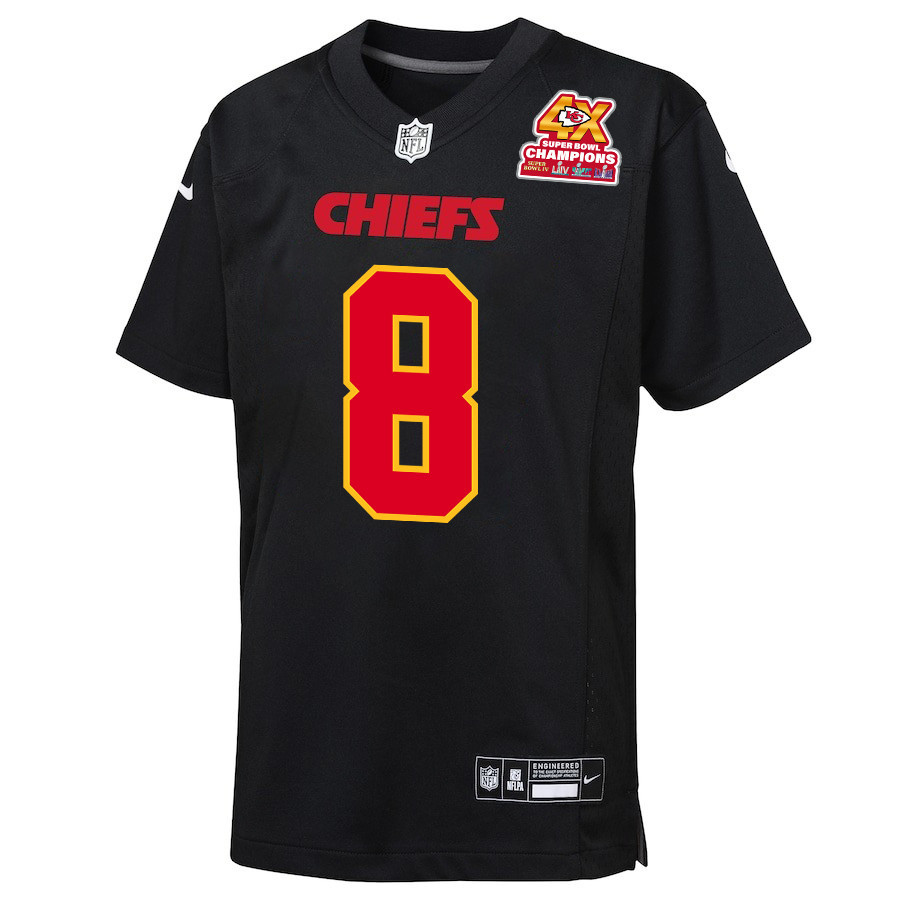 Alternative view of Justin Watson 84 Kansas City Chiefs Super Bowl LVIII Champions 4X Fashion Game YOUTH Jersey - Carbon Black JS7498 nicesnker