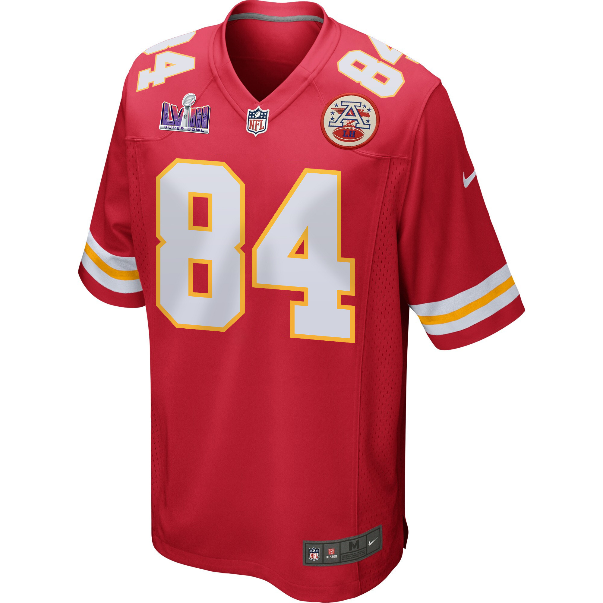 Alternative view of Justin Watson 84 Kansas City Chiefs Super Bowl LVIII Patch Game Men Jersey - Red JS9587 nicesnker
