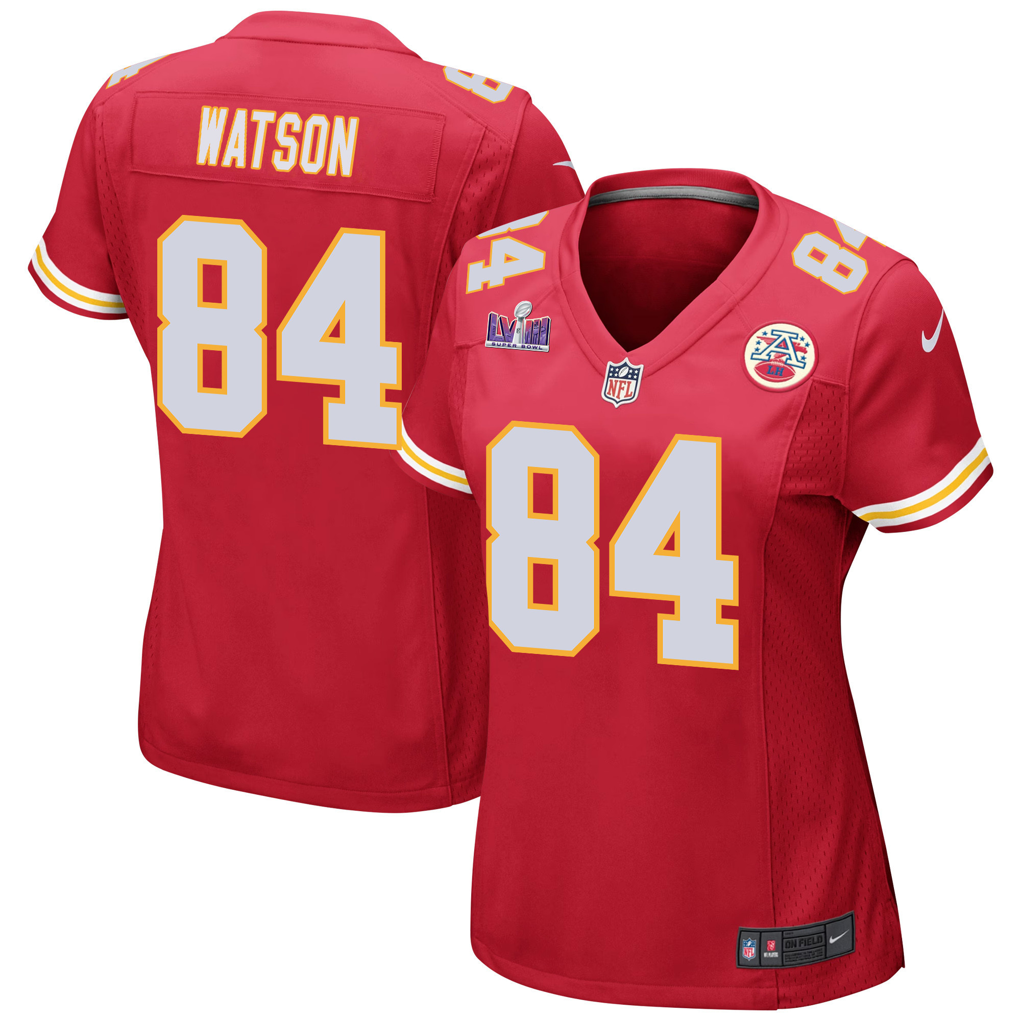 Justin Watson 84 Kansas City Chiefs Super Bowl LVIII Patch Game Women Jersey - Red JS9854 nicesnker