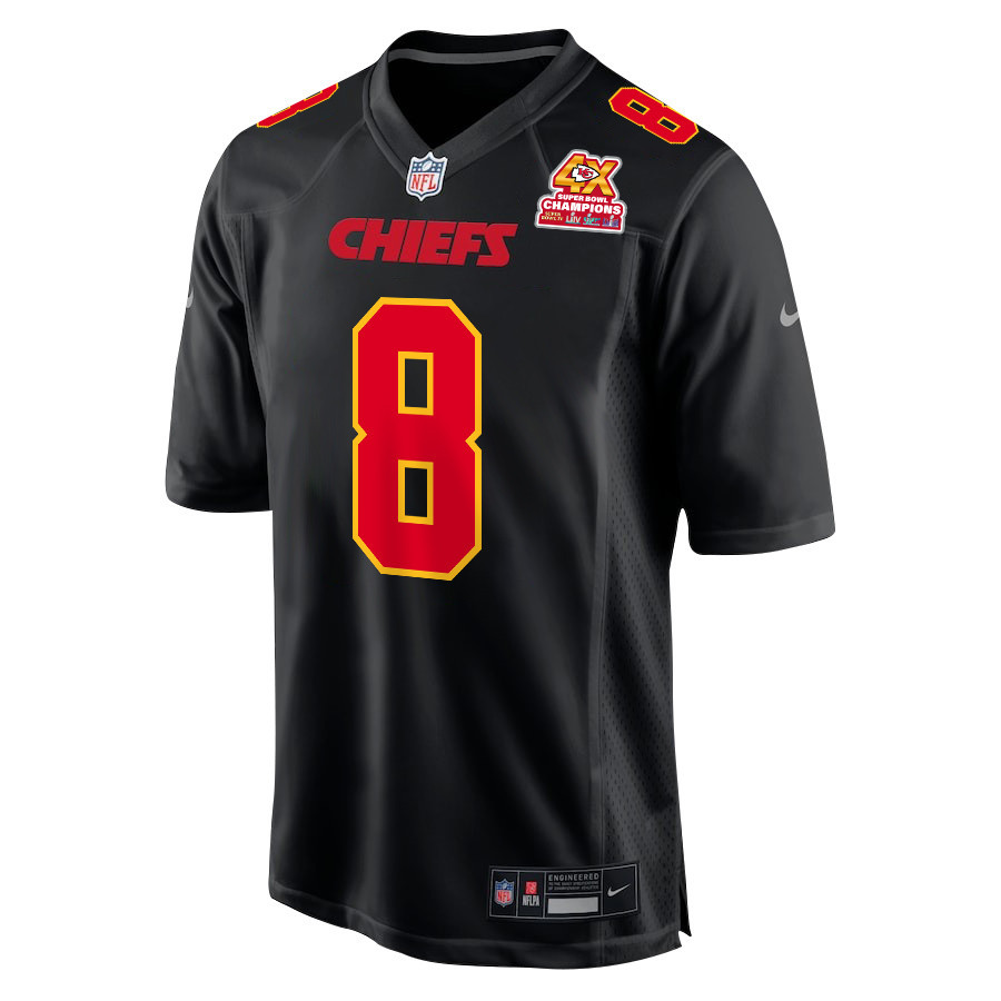 Alternative view of Justyn Ross 8 Kansas City Chiefs Super Bowl LVIII Champions 4X Fashion Game Men Jersey - Carbon Black JS2698 nicesnker