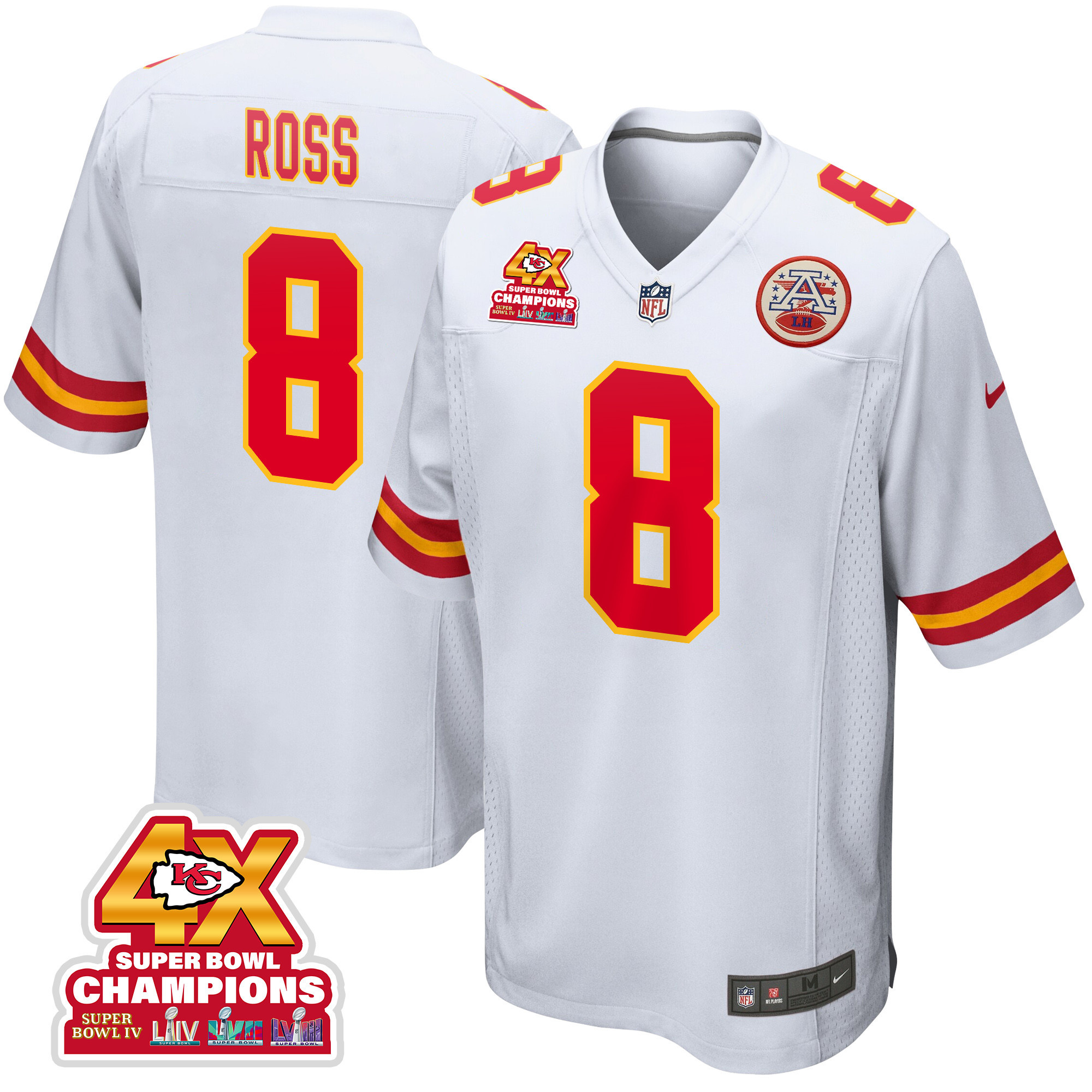 Justyn Ross 8 Kansas City Chiefs Super Bowl LVIII Champions 4X Game Men Jersey - White JS2853 nicesnker