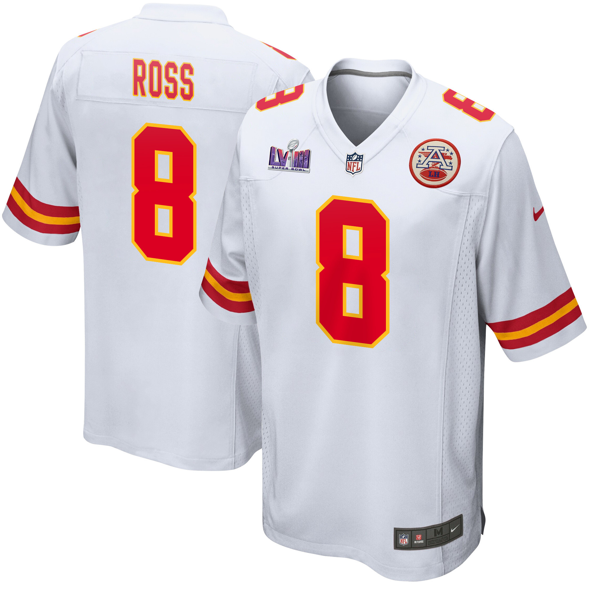 Justyn Ross 8 Kansas City Chiefs Super Bowl LVIII Patch Game Men Jersey - White JS5745 nicesnker