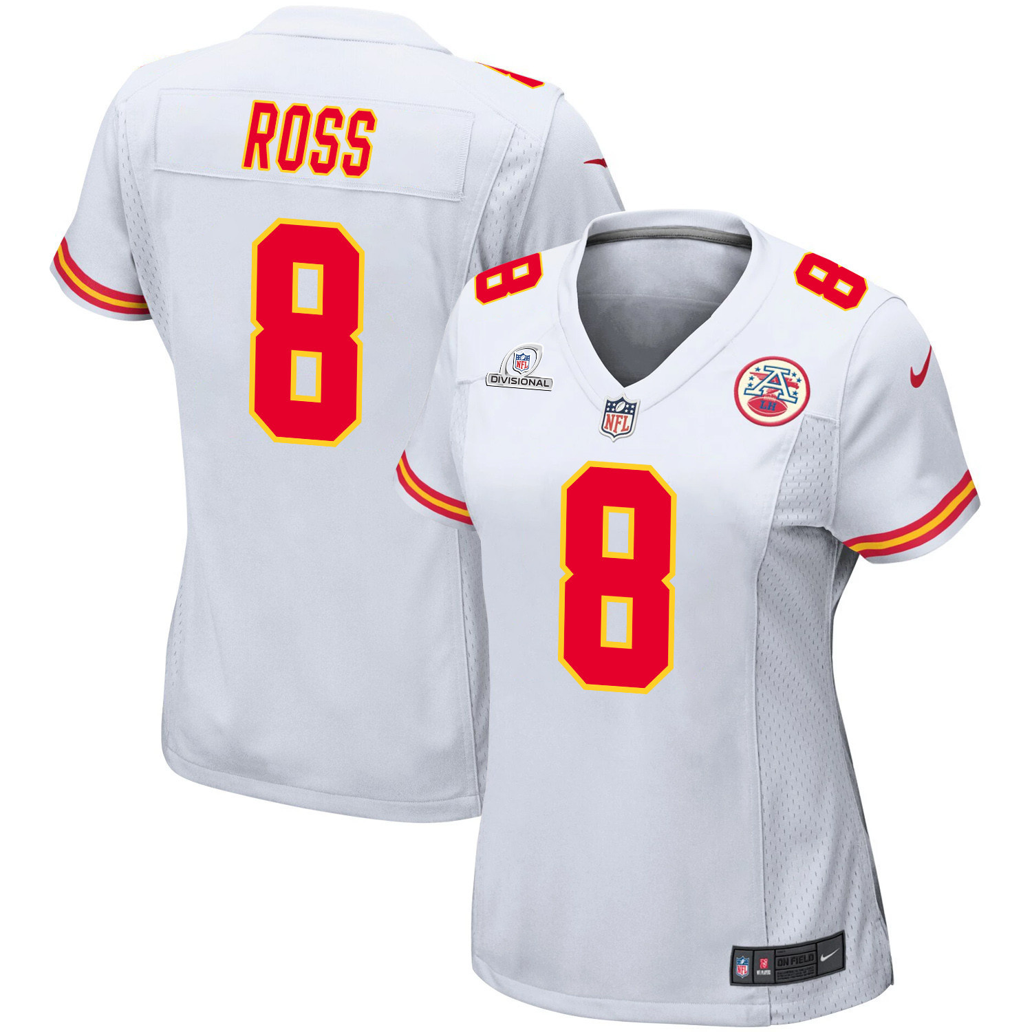 Justyn Ross 8 Kansas City Chiefs Super Bowl LVIII Patch Game Women Jersey - White JS4330 nicesnker