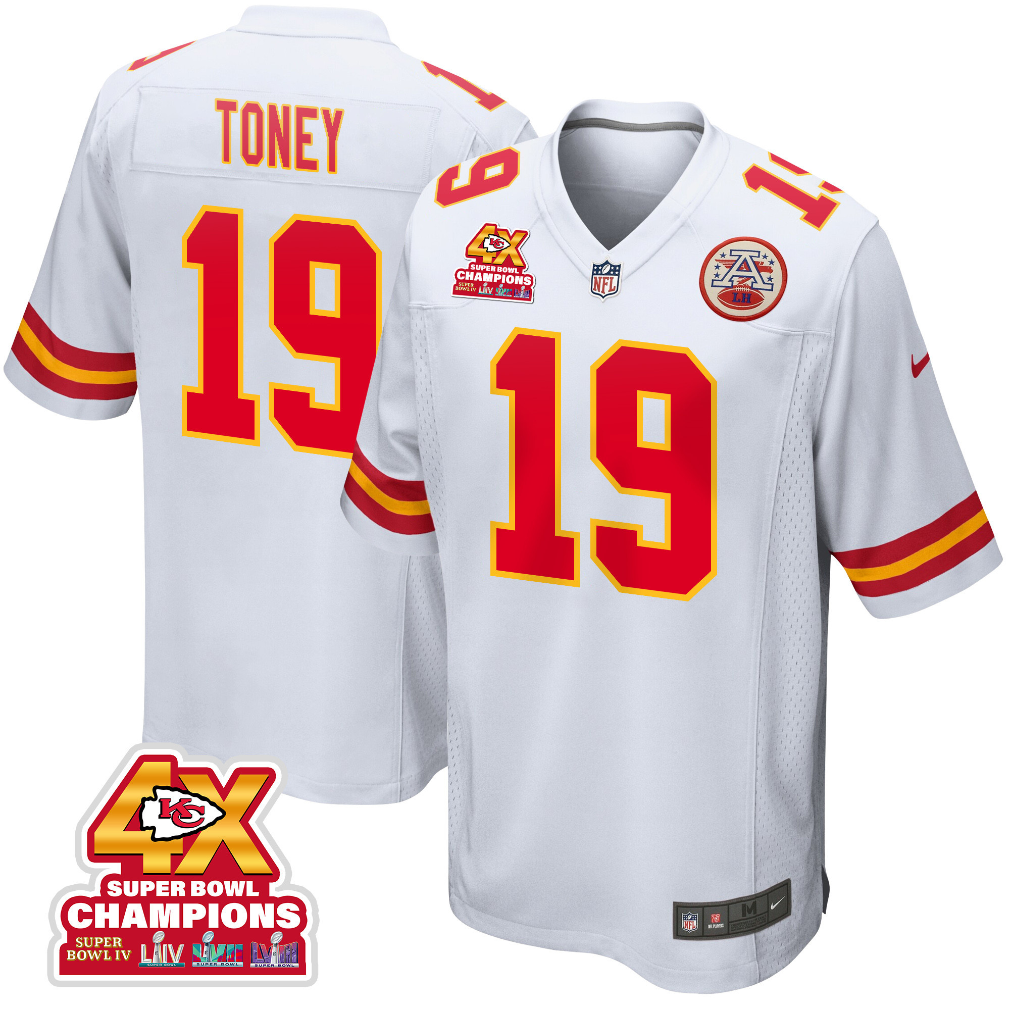 Kadarius Toney 19 Kansas City Chiefs Super Bowl LVIII Champions 4X Game Men Jersey - White JS8972 nicesnker