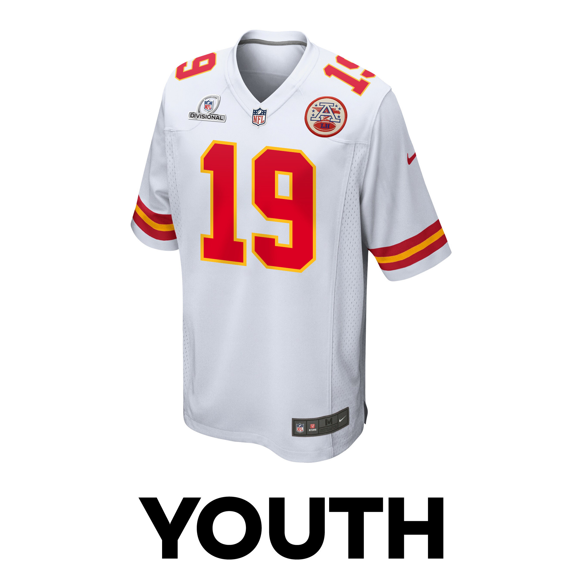 Alternative view of Kadarius Toney 19 Kansas City Chiefs Super Bowl LVIII Patch Game YOUTH Jersey - White JS2597 nicesnker