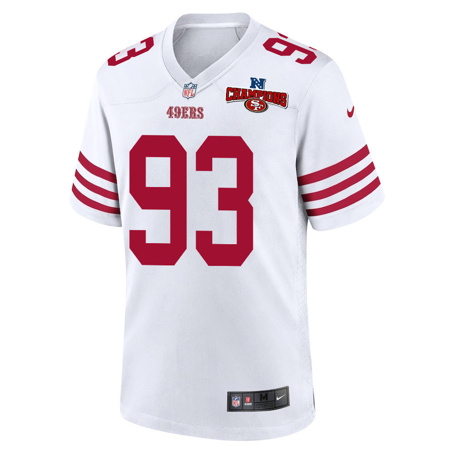 Alternative view of Kalia Davis 93 San Francisco 49ers NFC Champions Patch Game Men Jersey - White JS4217 nicesnker